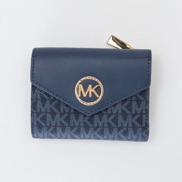 Michael Michael Kors Signature Greenwich Envelope Trifold Wallet Blue(Pre-owned) - Picture 1 of 3